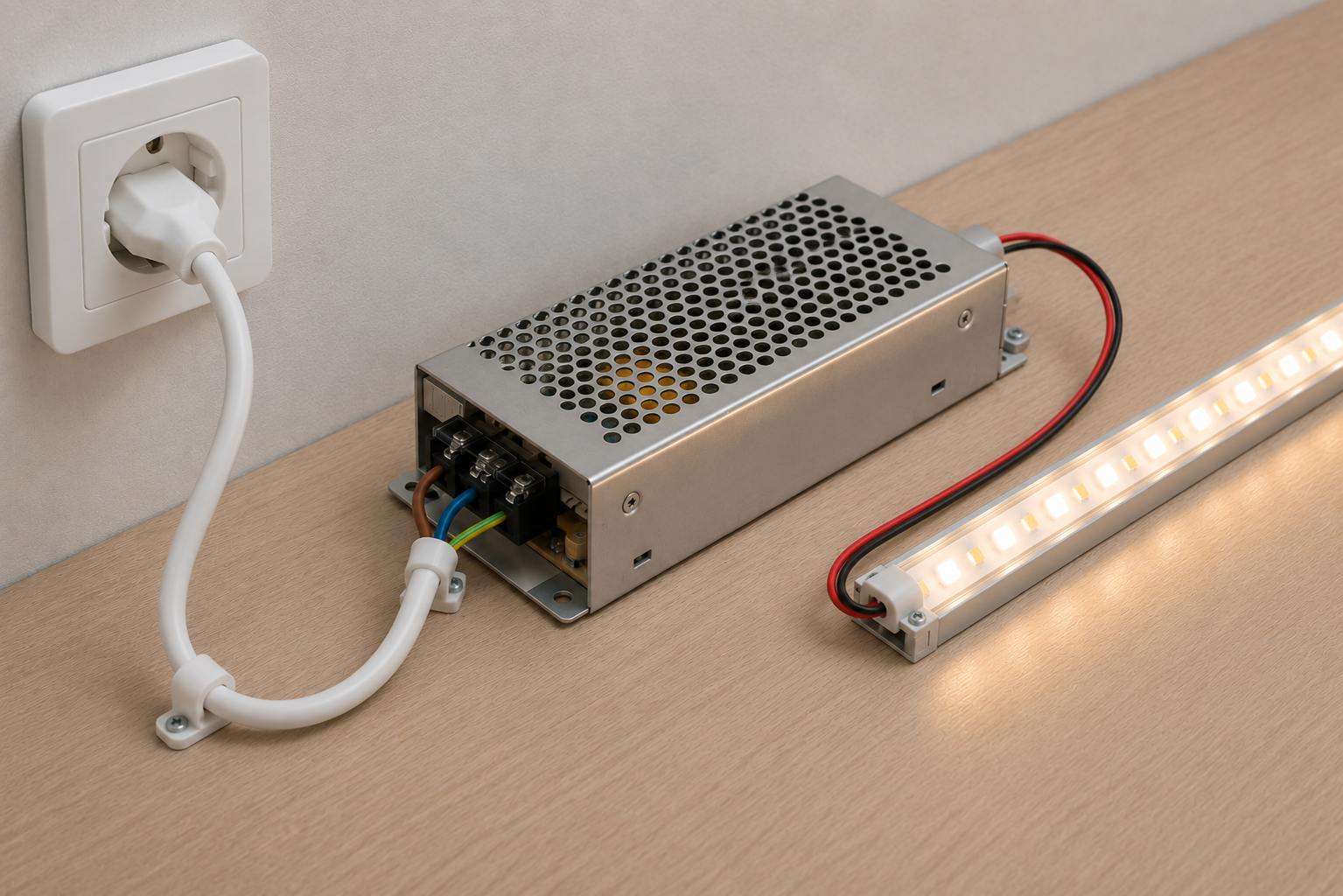 Kabel pro připojení LED napájecích  zdrojů k síťovému přívodu 230V